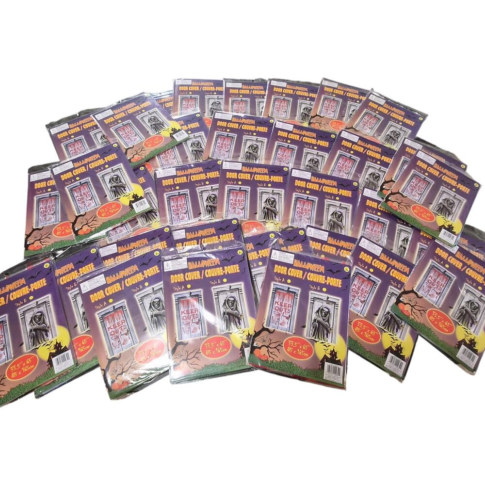 Halloween Door Cover Decoration – 33.5" x 65" Indoor/Outdoor- Lot of 36